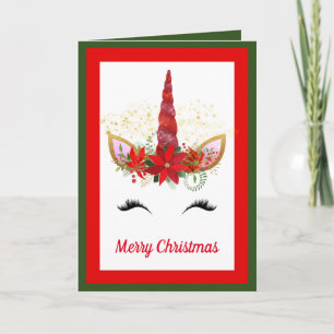Fantasy Christmas unicorn add message card