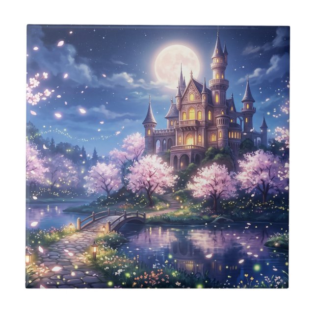 Fantasy City and Castle Ceramic Tile (Front)