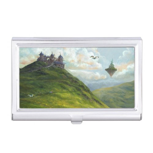 Fantasy city in mountain landscape fineart business card case