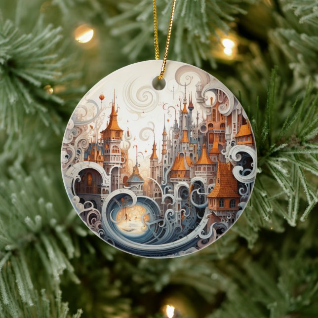 Fantasy City Stained Glass Ceramic Tree Decoration (Tree)