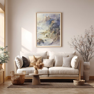 Fantasy Cliffside Fortress Overlooking the Sea Poster