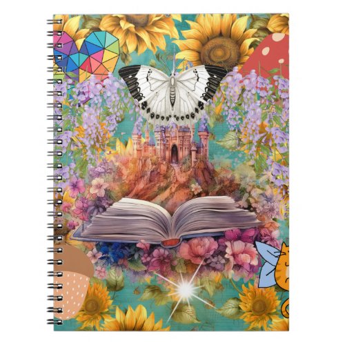 Fantasy Clipart Collage Castle Floral Butterfly Notebook