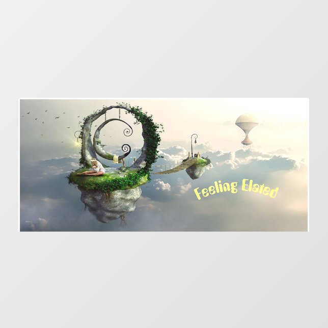 Fantasy Clouds Island Sun Light Wall Decal (Front)