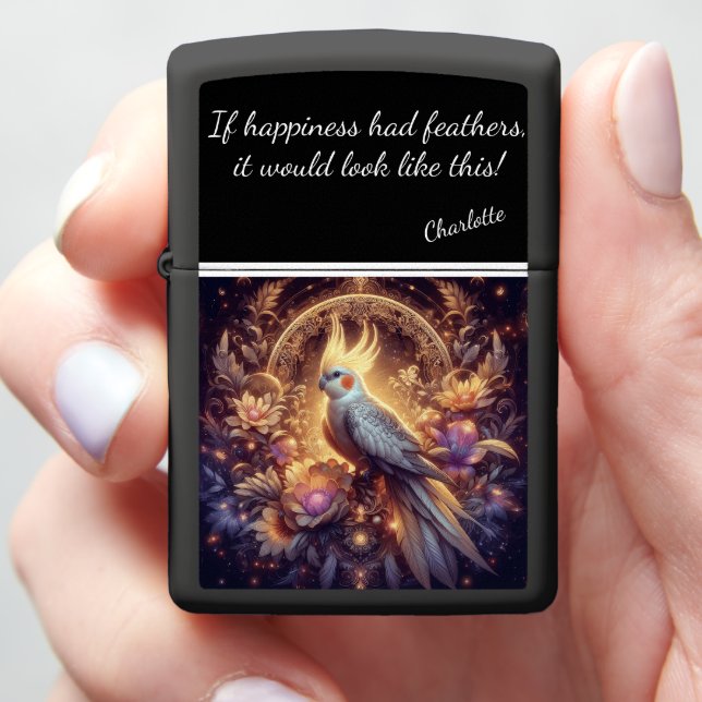 Fantasy Cockatiel in a Shimmering Wonderland 2 Zippo Lighter (In Hand)
