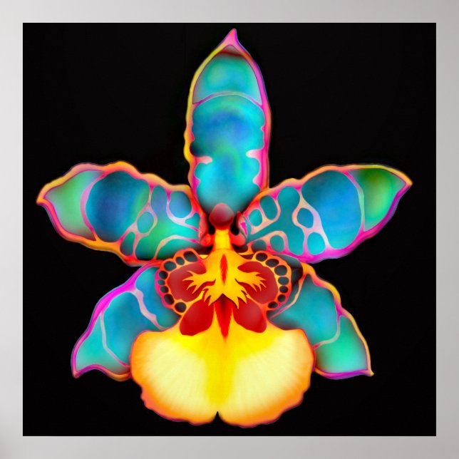 Fantasy Colored Orchid Flower Poster (Front)