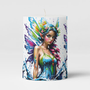 Fantasy Colorful Blue Beautiful Fairy Pillar Candle