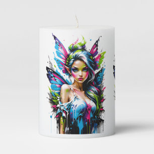 Fantasy Colorful Blue Fairy Pillar Candle