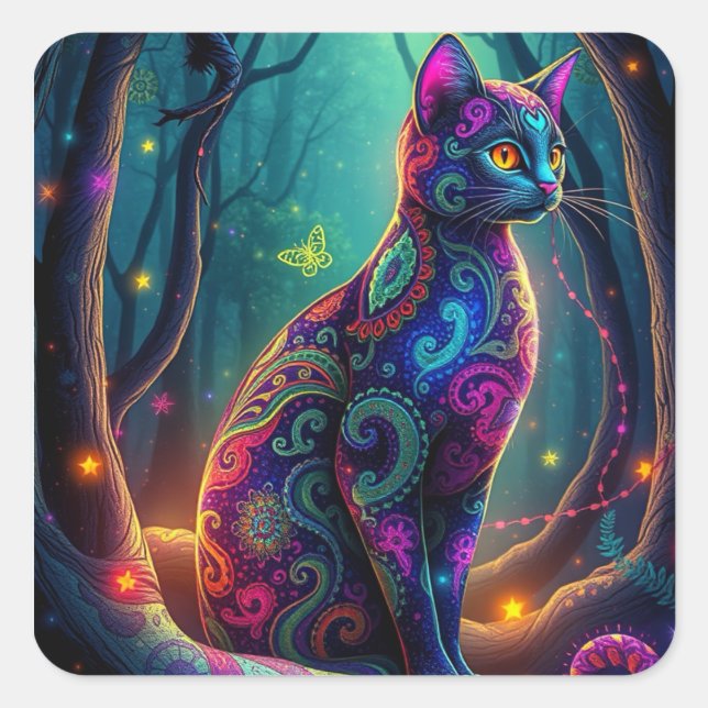 Fantasy Colorful Cat Stickers (Front)