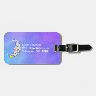 Fantasy Colorful Crescent Moon With Face Sky Luggage Tag