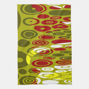 Fantasy Colorful Dots Abstract Retro Art Deco 3 Kitchen Towel
