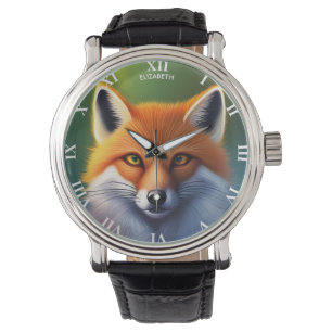 Fantasy Colorful Fox Art Deco Style Watch