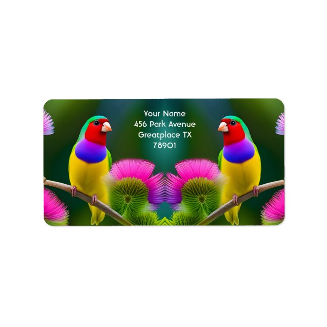 Fantasy Colorful Gouldian Finch Label (Front)