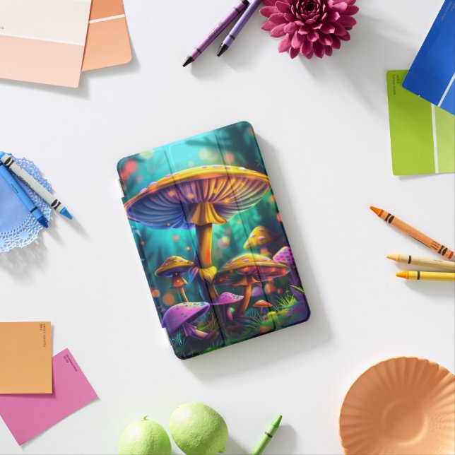 Fantasy Colorful Mushrooms iPad Case (In Situ)