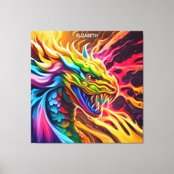 Fantasy Colorful Myth Vivid Dragon. Canvas Print by HumusInPita at Zazzle