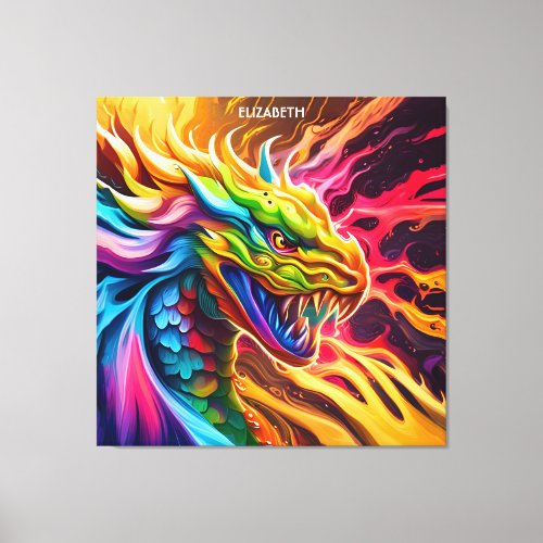 Fantasy Colorful Myth Vivid Dragon Canvas Print