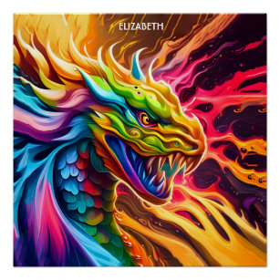 Fantasy Colorful Myth Vivid Dragon. Poster