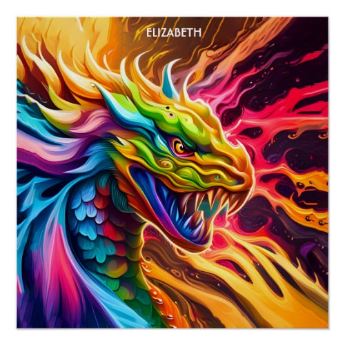 Fantasy Colorful Myth Vivid Dragon Poster