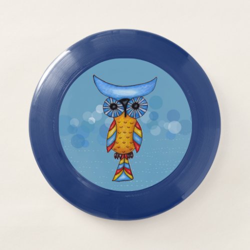 Fantasy Colorful Owl Blue Eyes Yellow Body Circles Wham_O Frisbee