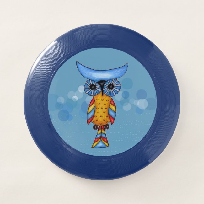 Fantasy Colorful Owl Blue Eyes Yellow Body Circles