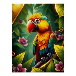 Fantasy Colorful Parrot  Poster