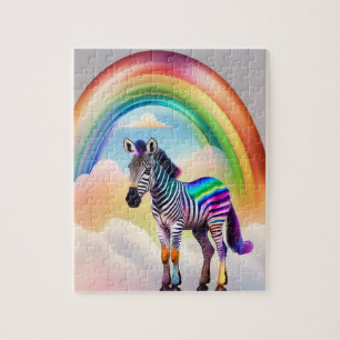 Fantasy Colorful Zebra With Rainbow Colors, Zebra Jigsaw Puzzle