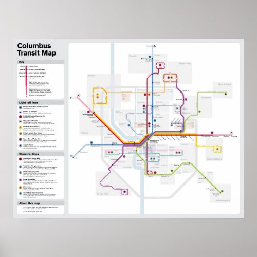 Fantasy Columbus Transit Map Poster