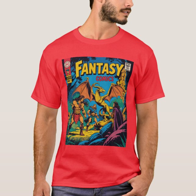 Fantasy Comics: A Retro Adventure Unleashed T-Shirt (Front)