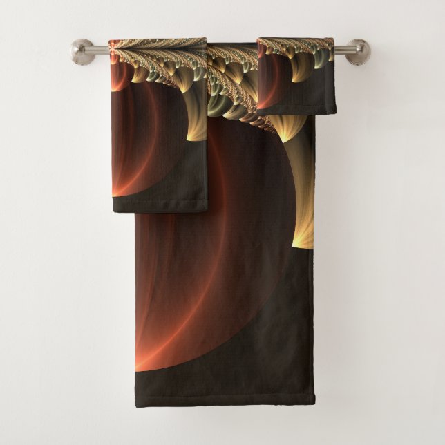 Fantasy Construction Shiny Abstract Fractal Art Bath Towel Set (Insitu)