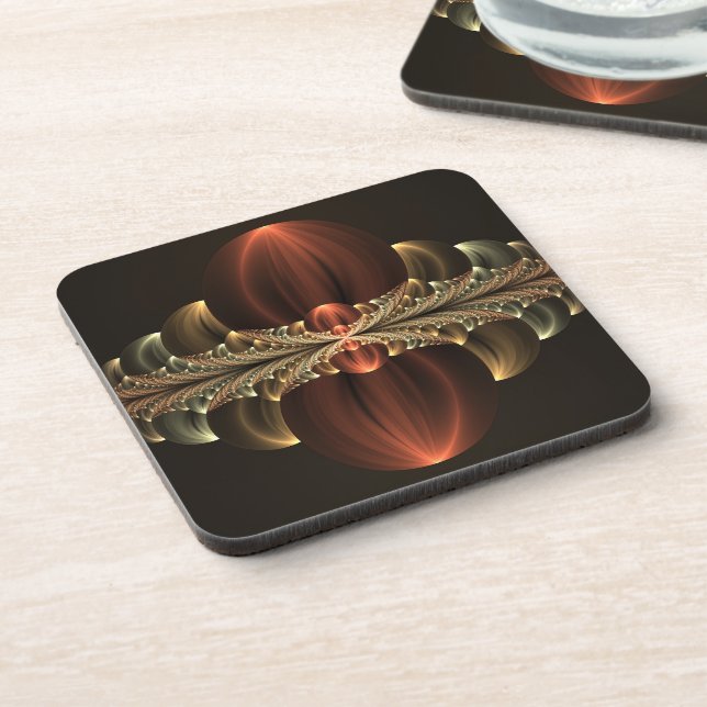 Fantasy Construction Shiny Abstract Fractal Art Beverage Coaster (Left Side)