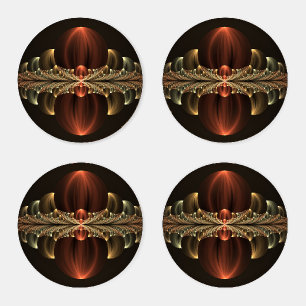 Fantasy Construction Shiny Abstract Fractal Art Coaster Set
