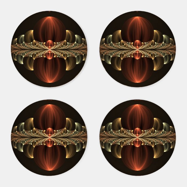 Fantasy Construction Shiny Abstract Fractal Art Coaster Set (Set)