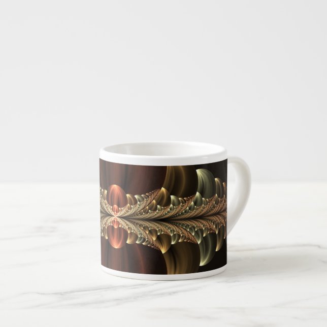 Fantasy Construction Shiny Abstract Fractal Art Espresso Cup (Front Right)