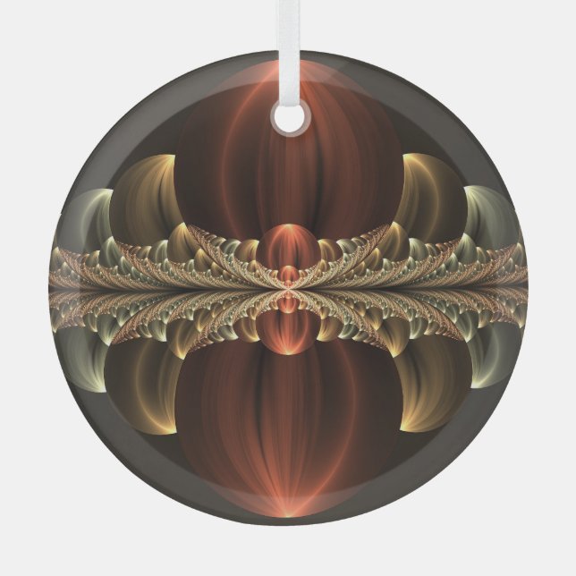 Fantasy Construction Shiny Abstract Fractal Art Glass Ornament (Front)