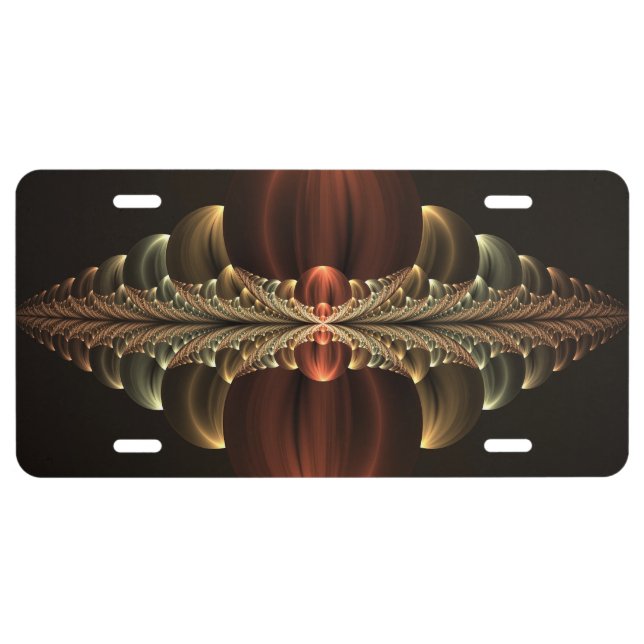 Fantasy Construction Shiny Abstract Fractal Art License Plate (Front)