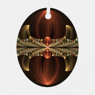 Fantasy Construction Shiny Abstract Fractal Art Metal Ornament