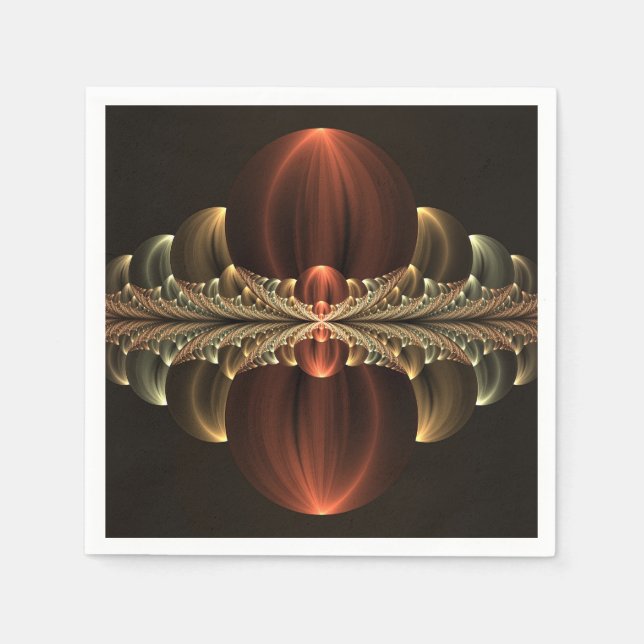 Fantasy Construction Shiny Abstract Fractal Art Napkins (Front)