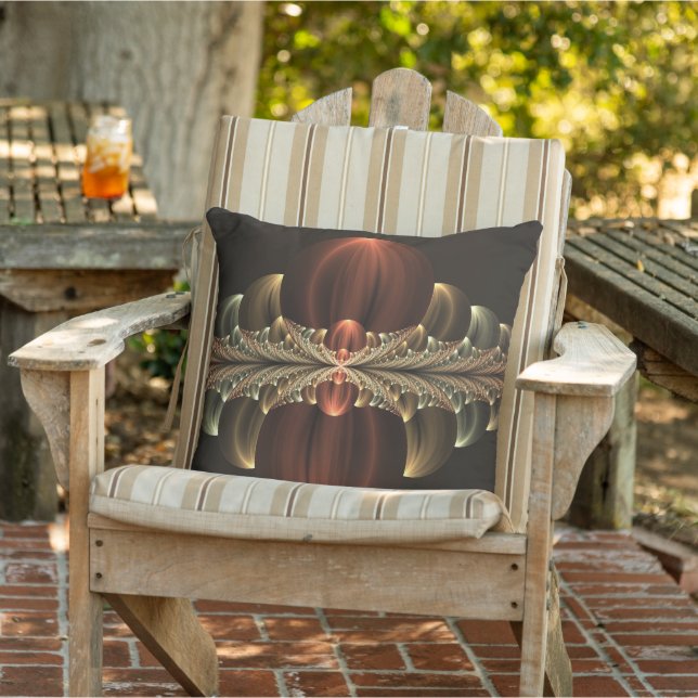 Fantasy Construction Shiny Abstract Fractal Art Outdoor Pillow (Chair)