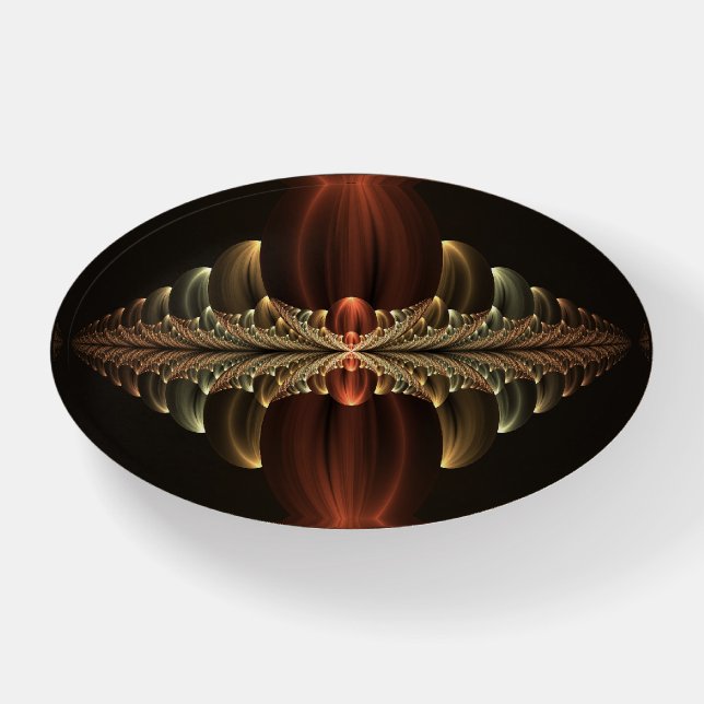 Fantasy Construction Shiny Abstract Fractal Art Paperweight (Front)