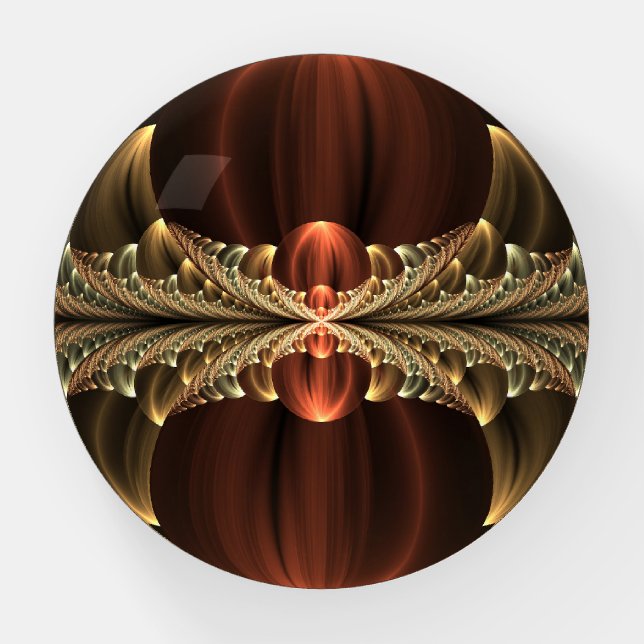 Fantasy Construction Shiny Abstract Fractal Art Paperweight (Front)