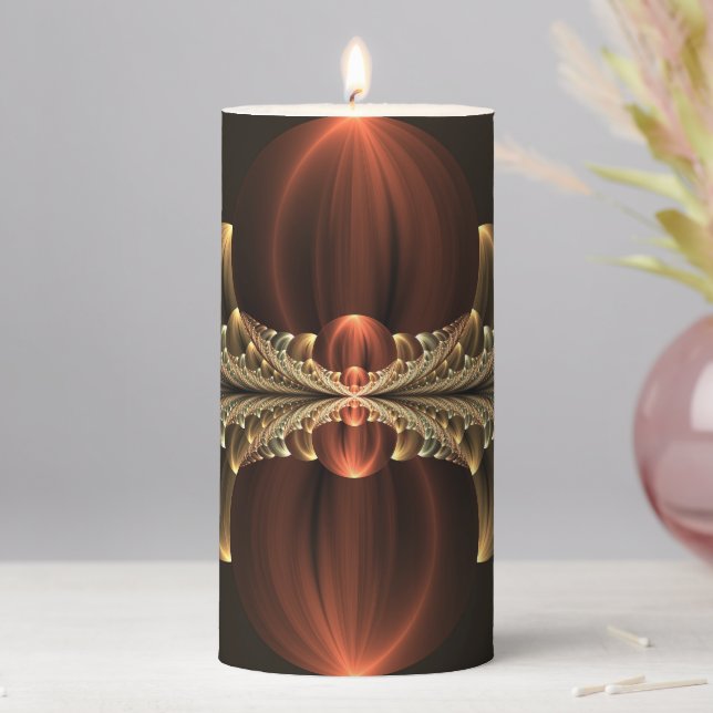 Fantasy Construction Shiny Abstract Fractal Art Pillar Candle (In Situ)