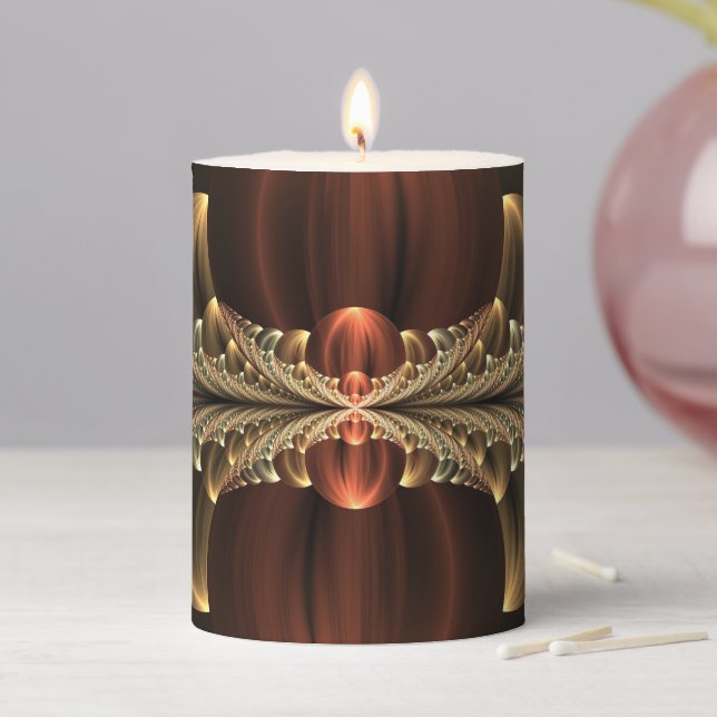 Fantasy Construction Shiny Abstract Fractal Art Pillar Candle (In Situ)