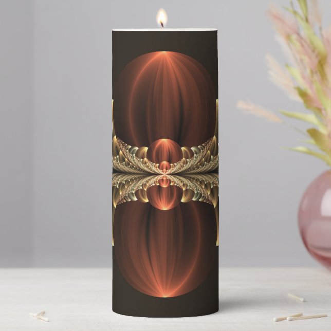 Fantasy Construction Shiny Abstract Fractal Art Pillar Candle (In Situ)