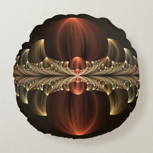 Fantasy Construction Shiny Abstract Fractal Art Round Pillow