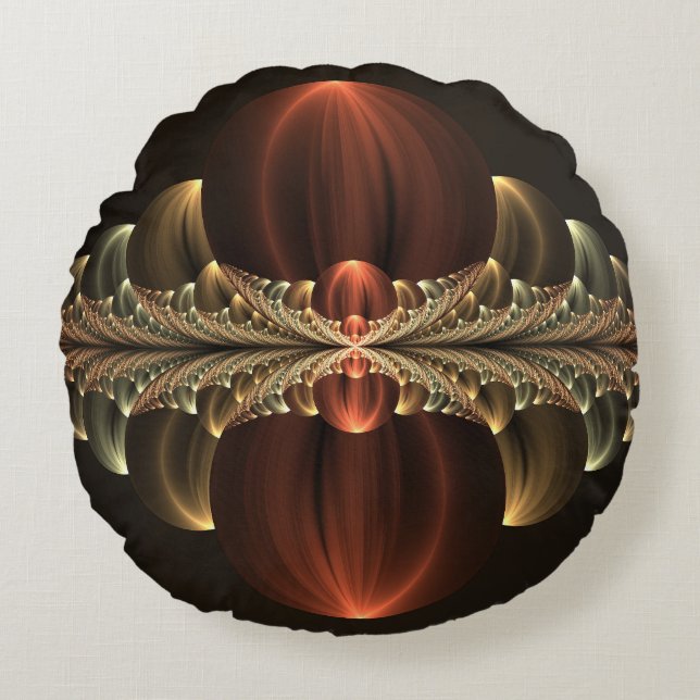 Fantasy Construction Shiny Abstract Fractal Art Round Pillow (Front)