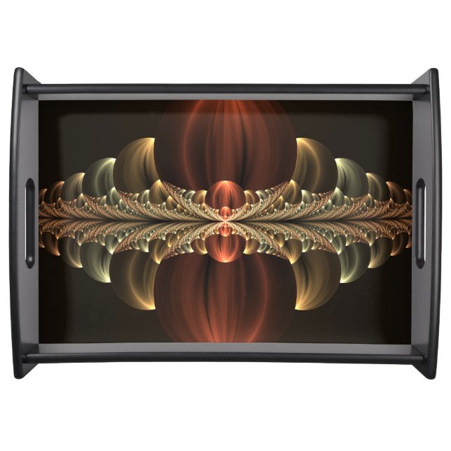 Fantasy Construction Shiny Abstract Fractal Art Serving Tray (Front)