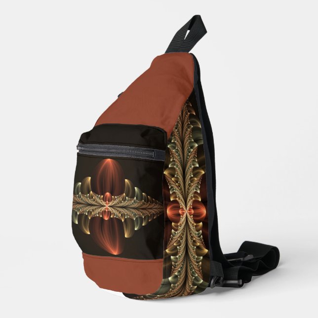 Fantasy Construction Shiny Abstract Fractal Art Sling Bag (Right Corner)