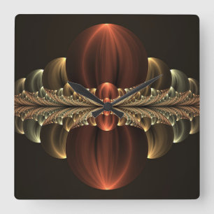 Fantasy Construction Shiny Abstract Fractal Art Square Wall Clock