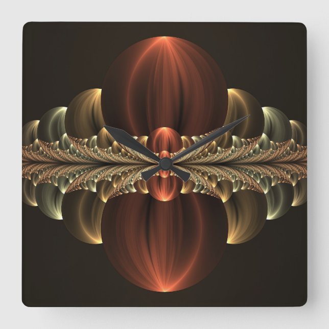 Fantasy Construction Shiny Abstract Fractal Art Square Wall Clock (Front)