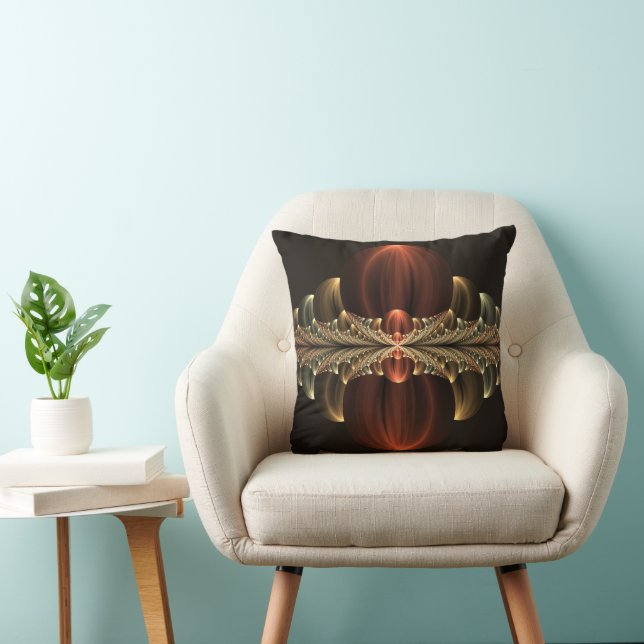 Fantasy Construction Shiny Abstract Fractal Art Throw Pillow (Chair)