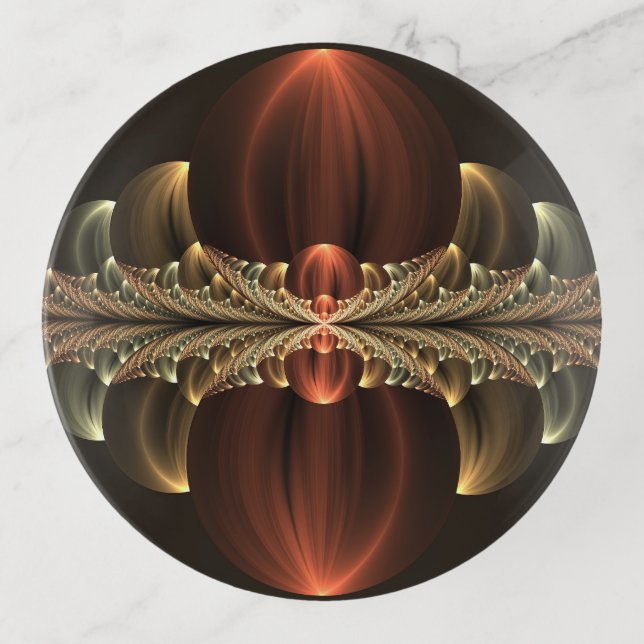 Fantasy Construction Shiny Abstract Fractal Art Trinket Tray (Front)